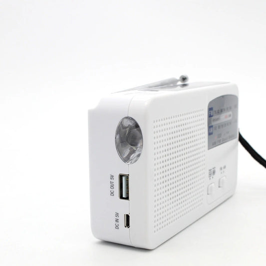 Radio d’urgence solaire à manivelle AM/FM, chargeur USB 5 V