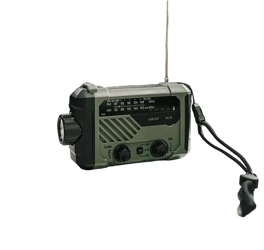 Lampe torche radio dynamo solaire 2000 mAh avec powerbank USB