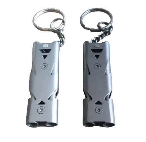 Sifflet de survie 3 tubes en aluminium anodisé avec porte-clés