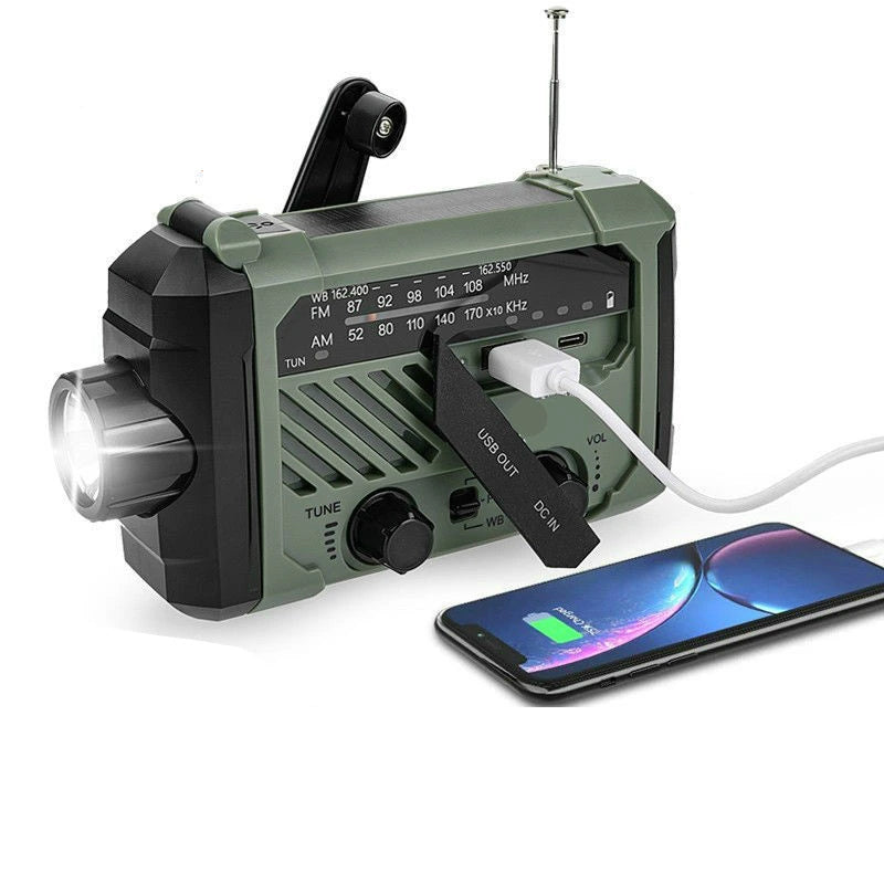 Lampe torche radio dynamo solaire 2000 mAh avec powerbank USB