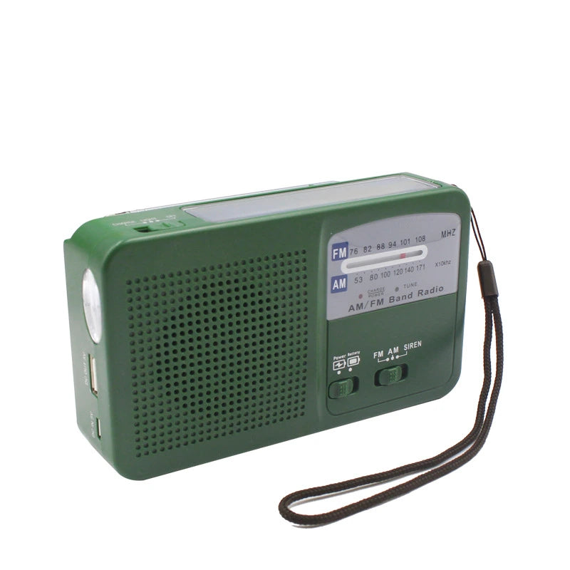 Radio d’urgence solaire à manivelle AM/FM, chargeur USB 5 V