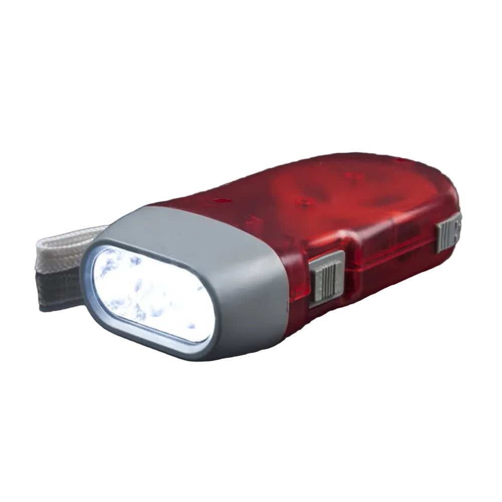Lampe torche dynamo à presser 3 LED, sans piles, compacte, lanière