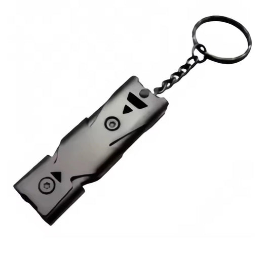 Sifflet de survie 3 tubes en aluminium anodisé avec porte-clés