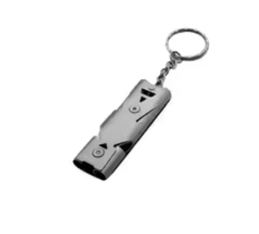 Sifflet de survie 3 tubes en aluminium anodisé avec porte-clés