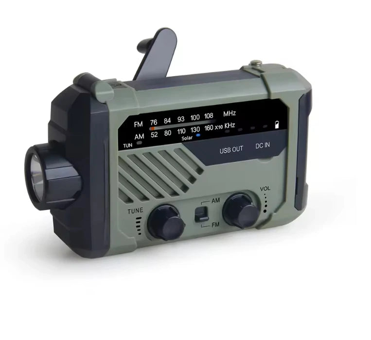 Lampe torche radio dynamo solaire 2000 mAh avec powerbank USB