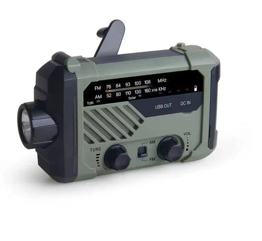 Lampe torche radio dynamo solaire 2000 mAh avec powerbank USB