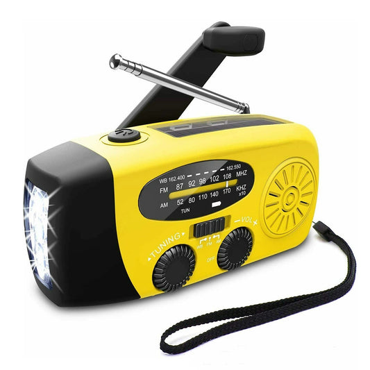 Radio de survie à manivelle FM/AM/WB rechargeable, lampe LED USB