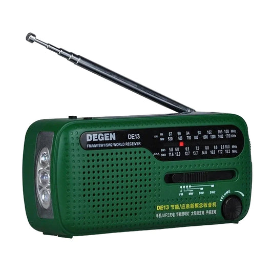 Radio d’urgence DEGEN DE13 dynamo solaire FM/AM/SW avec sirène