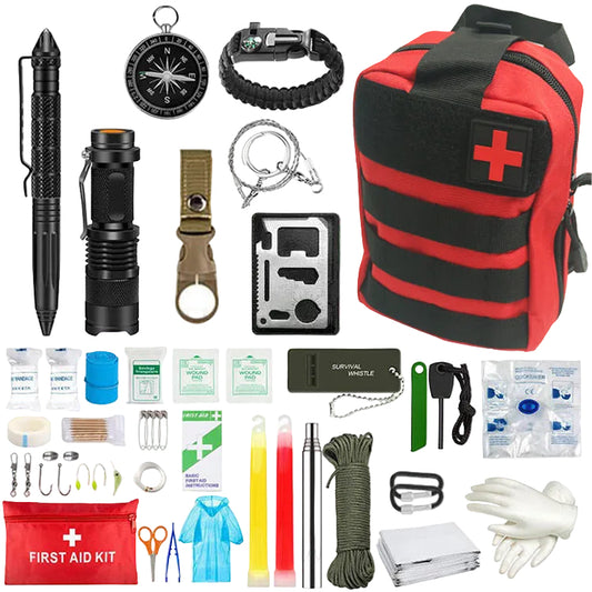 Kit de survie et premiers secours canvas compact avec pochette