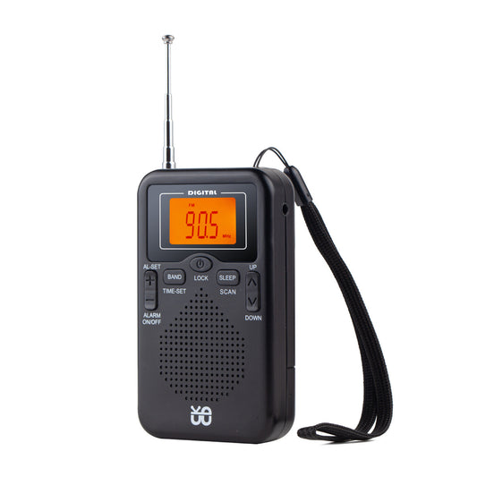Radio de poche FM/AM écran digital W-206 noire, compacte 105 mm